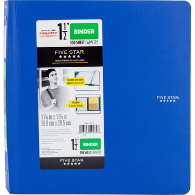 فايف ستار 3 حلقات O ملف، 1.50 بوصة، مقاس  ليتر، بطانة من البوليمر ‎/‎قماش/ورق مقوى، ألوان متنوعة