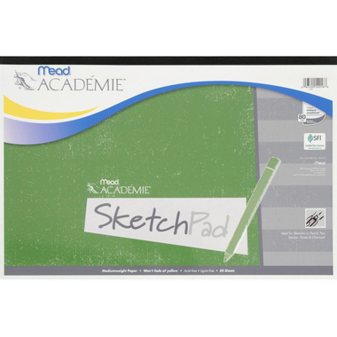 اكاديمي لوح رسم، وزن متوسط، ابيض، 12‎" X ‎18‎"، 50 ورقة