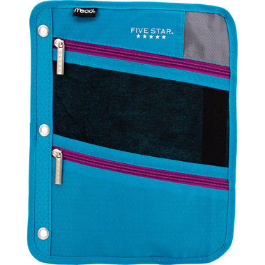 Five Star Zipper Pencil Pouch Envelope, 8.75 X 11 in, 3 Pockets, 3 Hole Punched, Assorted Color
