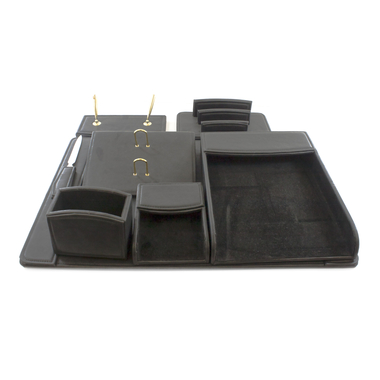 Desk Set, 8 Components, PVC Material, Black