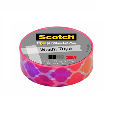 3M Expressions Washi Plastic Tape, Quatrefoil Sunset, 15 mm X 10 m, Assorted Color