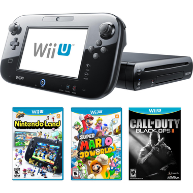 Nintendo Wii U, 32 GB, Bundle with Nintendo Land;COD;Family - 30 Games, Black
