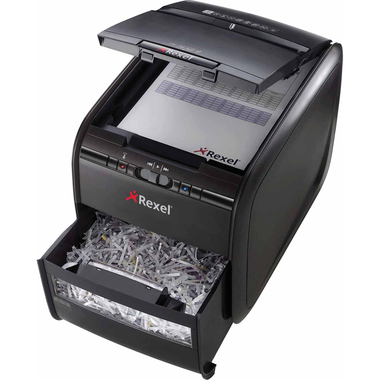 Rexel Auto+ 60X Card/Paper Personal Shredder, Cross Cut, Autofeed, 15 Liters Bin Capacity, 220 - 240 Volts, Black