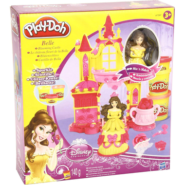 Play-Doh Disney Princess, Belle's Blooming Castle, Modelling Clay Playset, Pink/Yellow