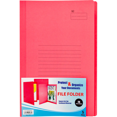 Simplex Flat File Folder, Square Cut, F4, Red