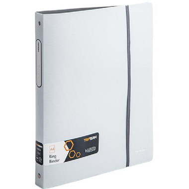 Top Team 4 "O" Ring Binder, 1.00 in ( 2.54 cm ), A4, Plastic/Metal, White/Grey