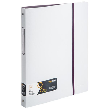 Top Team 4 "O" Ring Binder, 1.00 in ( 2.54 cm ), A4, Plastic/Metal, White/Purple