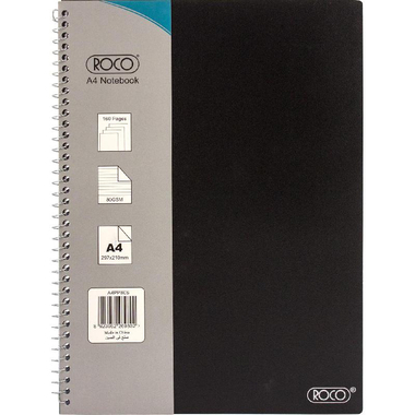 Roco Notebook, A4, 160 Pages (80 Sheets), Lined, Black