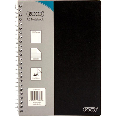 Roco Notebook, A5, 160 Pages (80 Sheets), Lined, Black