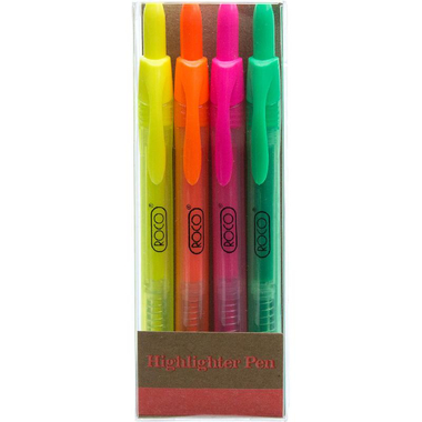 Roco Highlighter, Medium Chisel Tip, Green;Orange;Pink;Yellow