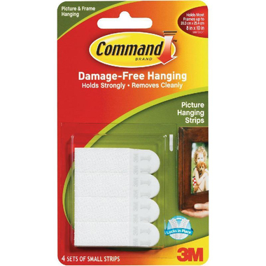 3M Command Adhesive Back Fastener, Strips, 1.5 X 3.5 cm, White