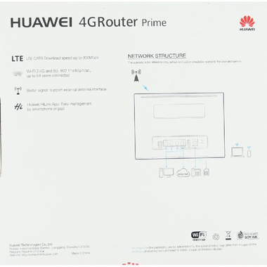Huawei B525 4G CPE Router, Wireless AC (802.11ac), Dual Band (2.4 GHz/5 GHz), up to 64 Devices, 4 Port (LAN), Black