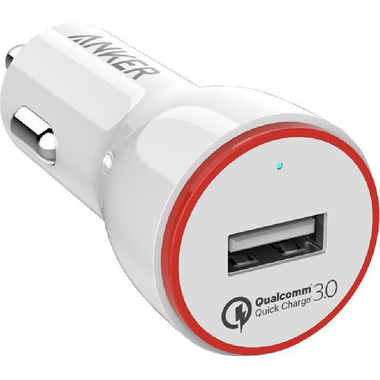 Anker USB Car Charger, Quick Charge 3.0, 24 Watts, Single USB, White