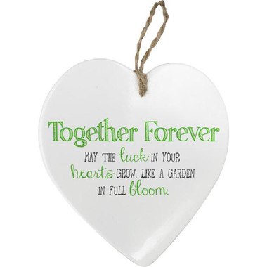 رسالة بها قلوب عبارة "Together Forever" فن زخرفي، ابيض