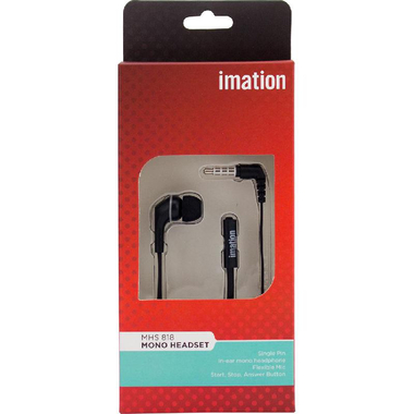 Imation Mono MHS-818 In-Ear Earphones, Wired, 3.5 mm Connector, In-line Microphone, Black