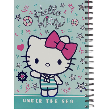 Hello Kitty Notebook, "Under The Sea", B5, 100 Sheets, Lined, Blue
