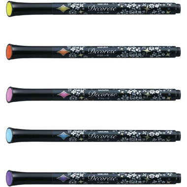 Sakura Decorese Glittering Sweet Drawing Pen, Assorted Ink Color, 0.6 mm, Ballpoint, 5 Pieces