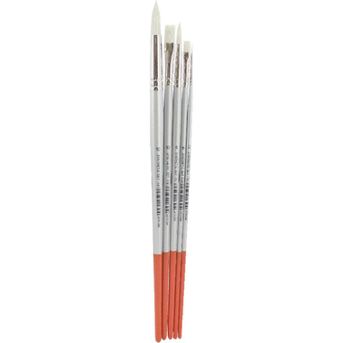 فرشاة رسام بيد طويلة، شعر صناعي، مستدير‎/‎مسطح، زيت، دائري: 2;6;10، مسطح: 6;10،، 5‎ قطع