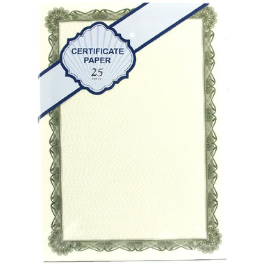 روكو ورقة شهادة، A4، برشمان، كريمي/ اخضر