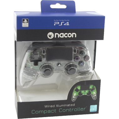 ناكون مضيء مدمج وحدة تحكم، سلكي متوافق مع بلايستيشن 4، أخضر شفاف