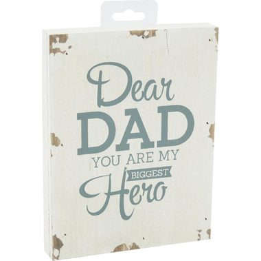 Wooden Decoration "Dear Dad You Are My Biggest Hero" Decorative Art, White/Brown