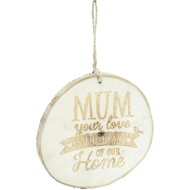 زخرفة خشبية "Mum Your Love is the Heart" فن زخرفي، بني