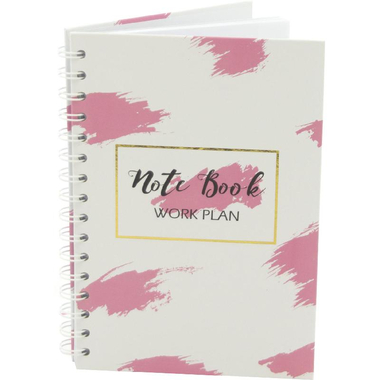 Roco Notebook, "Work Plan", A5, 100 Sheets, Lined, White/Pink