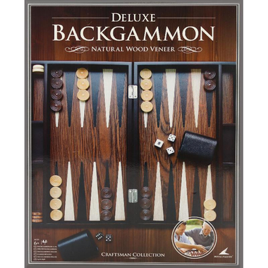 Royal Falcon Craftsman Deluxe Backgammon - Natural Wood Veneer Strategy Game, 6 Years and Above, English