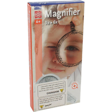 Edu Toys 2-in-1 Handheld Magnifier, 3X/5X Magnification, Round, Clear
