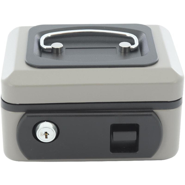 Cash Box, Key Lock, 6", Metal, Matte Grey