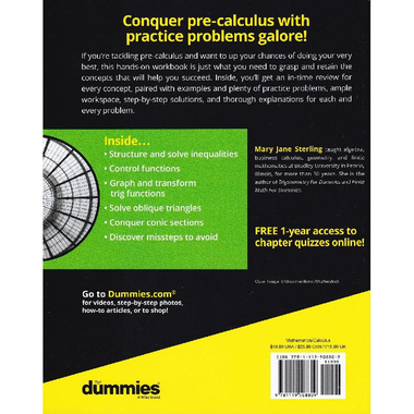 Pre-Calculus Workbook for Dummies, 3rd Edition - with Online Practise