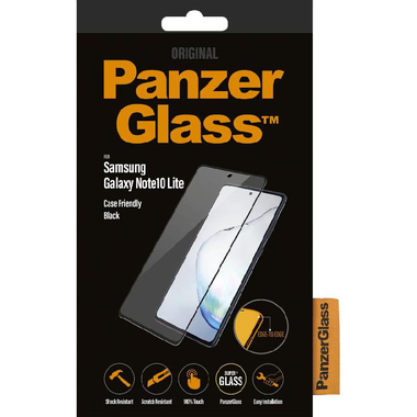 PanzerGlass Case Friendly Smartphone Screen Protector, Super+ Glass, Rounded Edge, Black, for (Samsung) Galaxy Note10 Lite