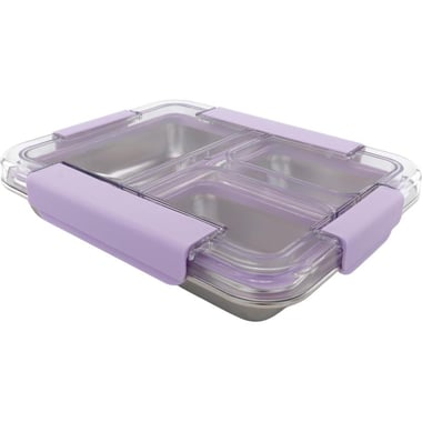 Lunch Box, Rectangle, Single Layer with 3 Partition, Purple