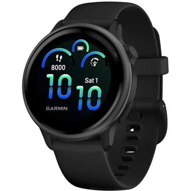 GARMIN Vivoactive 6 Smartwatch, GPS, 1.2", Black Fibre-reinforced Polymer, Black Silicone Strap, One Size