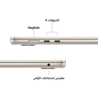 ابل ماك بوك اير لابتوب، آبل انتليجينس، 15‎.3‎"، ام5، 16 جيجابايت رام، قرص صلب SSD بسعة 512 جيجابايت، ماك آو اس، 10‎ كور جي بي يو،