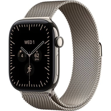 Apple Watch Series 12 46 Smartwatch, GPS + Cellular, Natural Titanium Case, Natural Milanese Loop, Medium/Large