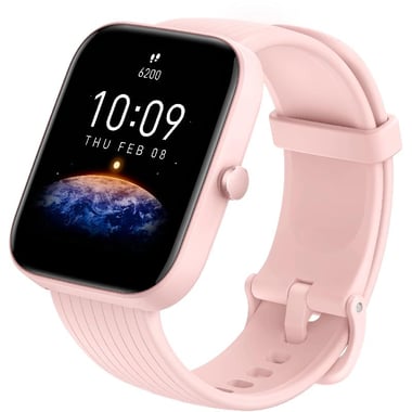 Amazfit BIP 3 Pro Smartwatch, GPS, 1.69", Pink Plastic Case, Pink Silicone Strap