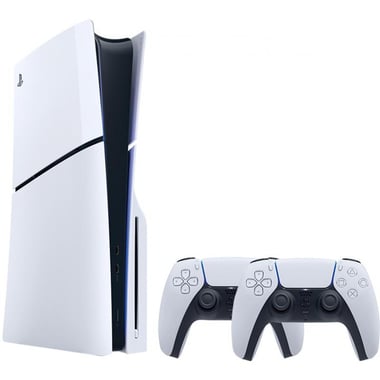 Sony PlayStation 5 Slim Console Blu-ray Edition, 1 TB, Bundle with DualSense Wireless Controller, White