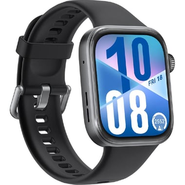 هواوي Watch Fit ‎4 ساعة ذكية، GPS، 1‎.82‎ بوصة، أسود صفائح الالمنيوم، أسود سوار مطاط فلوري مرن مقاس واحد