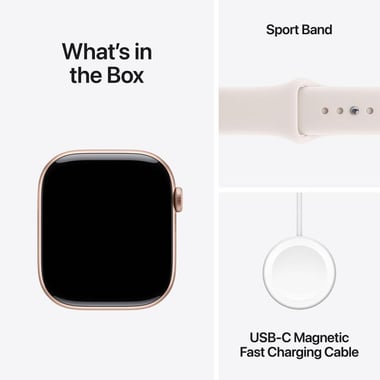 Apple Watch Series 11 42 Smartwatch, GPS + Cellular, Gold Titanium Case, Light Blush Sport Band, Small/Medium