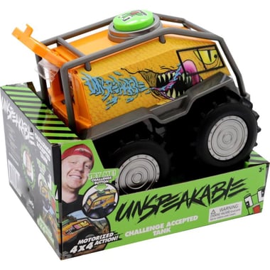 Unspeakable Challenge Accepted Tank - Motorized 4X4 Action! Play Vehicle, Yellow/Green, 3 Years and Above