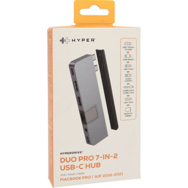 Hyper HyperDrive DUO PRO Multi-port Station, USB-C, 7 Port (HDMI/USB-C/USB-A/Thunderbolt 4/Micro SD/RJ-45/3.5 mm Audio Jack), Grey