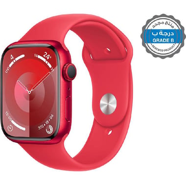 Renewed Grade B Apple Watch Series 9 41, GPS, Product (Red) Aluminum Case/Product (Red) Sport Band - S/M
