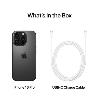 Apple iPhone 16 Pro, 128 GB, Black Titanium, 5G, Apple A18 Pro
