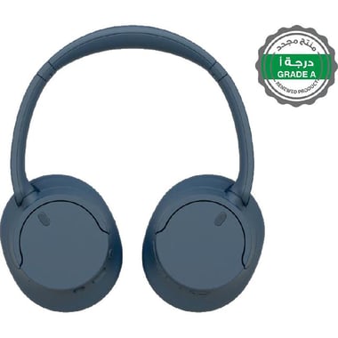Renewed Grade A Sony WH-CH720N Over-Ear Headphones, Active Noise Cancelling, Bluetooth/Wired (Optional), USB (Charging), Built-in Microphone, Blue