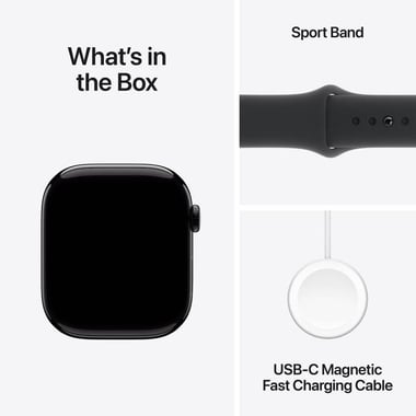 Apple Watch Series 10 46 Smartwatch, GPS, Jet Black Aluminum Case, Black Sport Band - S/M