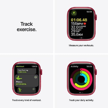 Apple Watch Series 7 41 Smartwatch, GPS, 41 mm, Product (Red) Aluminum Case, Product (Red) Sport Band
