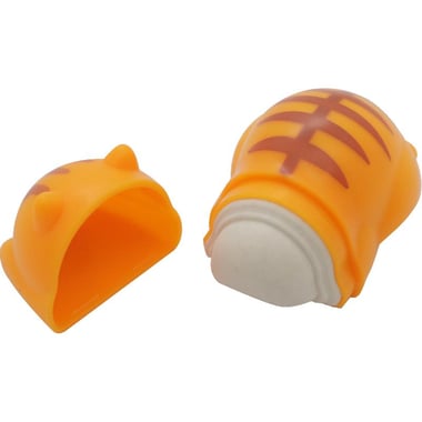 Roco Rubber Eraser, Cat with Orange Stripes and Sharpener, Orange