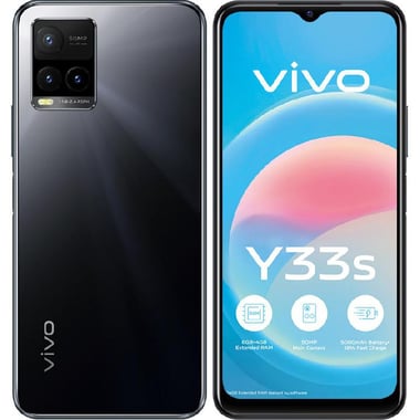 vivo Y33s, 128 GB, 8 GB RAM, 4G LTE, Mirror Black