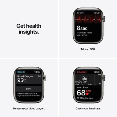Apple Watch Series 7 41 Smartwatch, GPS + Cellular, 41 mm, Graphite Stainless Steel Case, Abyss Blue Sport Band